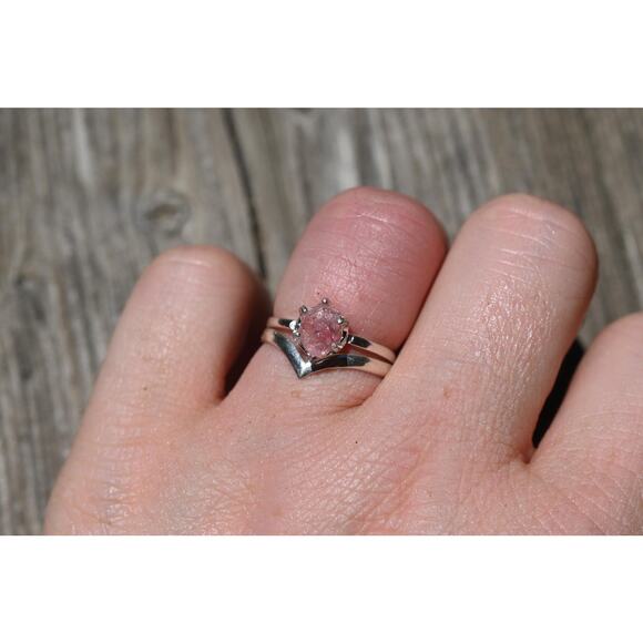 Pink tourmaline engagement ring set size 3 4 5 6 7 8 9 10 11 12 13 - Picture 2 of 8